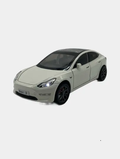 Коллекционная модель Tesla Model-3, металлическая отделка, звук, свет
