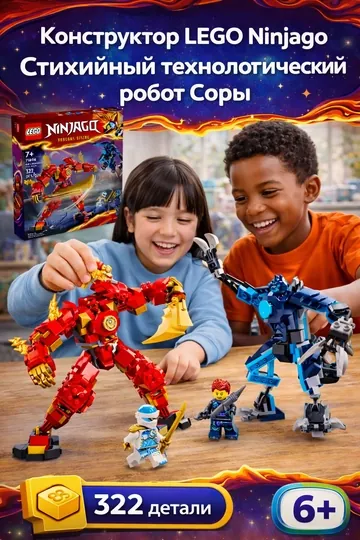 Конструктор LEGO NINJAGO Стихийный технологический робот Соры 71808