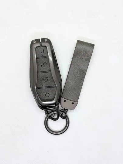 Чехол для пульта, ключа BYD Yuan, Chazor, Song, Tang, Han из эко-кожи и металла — UMOTORS-CAS3B-СЕРЫЙ