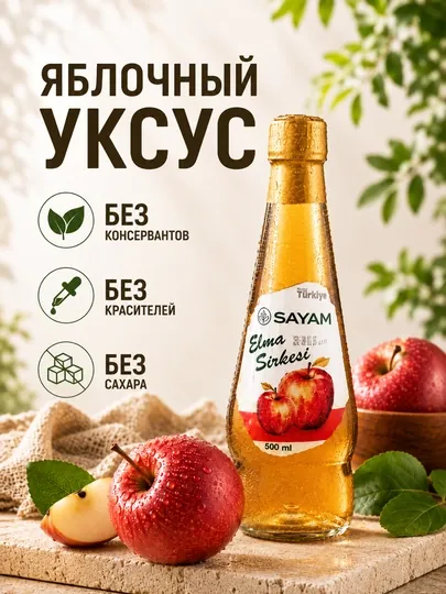 Яблочный уксус 5% SAYAM, 500 мл, Турция