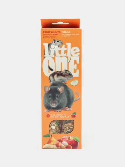 Палочки для грызунов с фруктами и орехами Little One, 2 * 60 г
