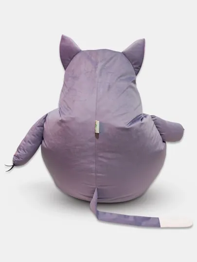 Бескаркасный детский кресло мешок Beanbag в виде Кота, из премиального мебельного велюра