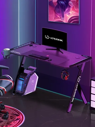 Компьютерный стол с RGB подсветкой, карбоновый игровой стол 120/140 см, для геймеров