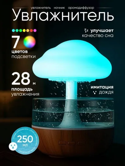 Анти-стресс от дождя-увлажнитель воздуха с ночным освещением