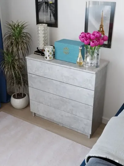 Комод hi-tech, с 4 ящиками, Martin 73x70x33 — SIFATMB-KOMBEZRUCH70-СЕРЕБРН