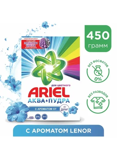 Стиральный порошок Ariel С ароматом Lenor, автомат, 450 г