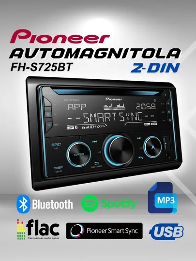 Автомагнитола Pioneer FH-S725BT, с технологией Bluetooth