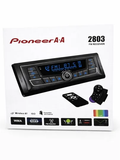 Автомагнитола Pioneer A.A 2803 FM Receiver — Bluetooth, USB, 7 цветов LED, с пультом