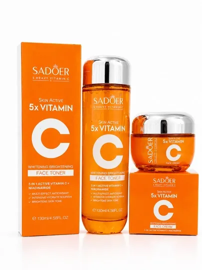 Отбеливающая и увлажняющая сыворотка для лица + маска в подарок SADOER 5x Витамин С