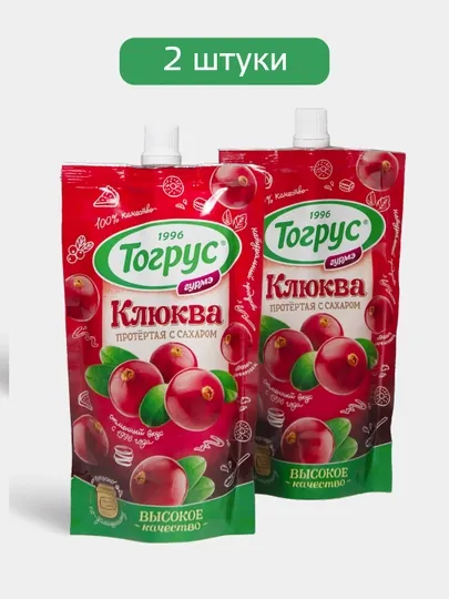 Клюква протёртая с сахаром, ТОГРУС, 250 гр