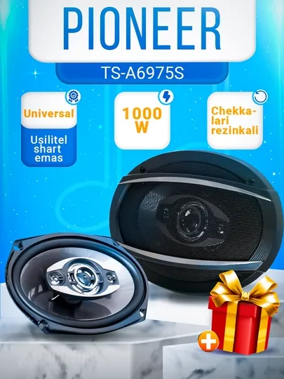 Динамики Pioneer 1000w, 2 дыни с верхним креплением, усилитель с резиновой кромкой не