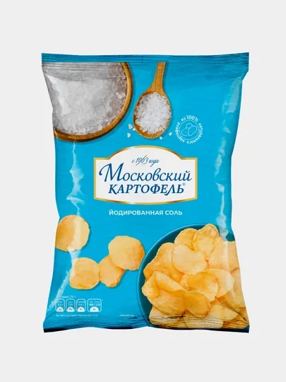 Картофельные чипсы Московский Картофель, рифленые с морской солью, 120 г