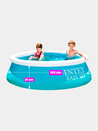 Надувной бассейн Easy Set, Bestway 305x76 см объем 3853 л очки+насос+заплатка в подарок