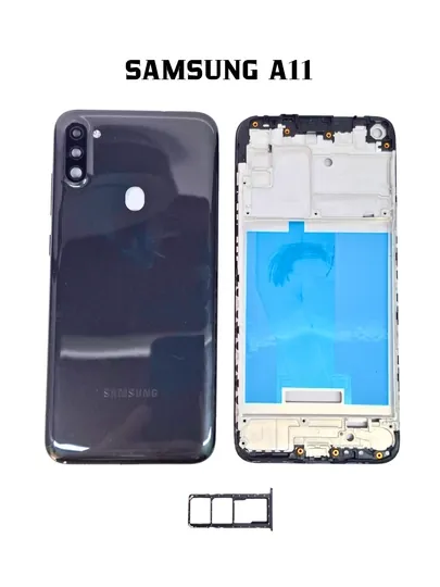 Корпус Samsung A11 в сборе — задняя крышка, рамка корпуса, SIM-лоток и боковые кнопки