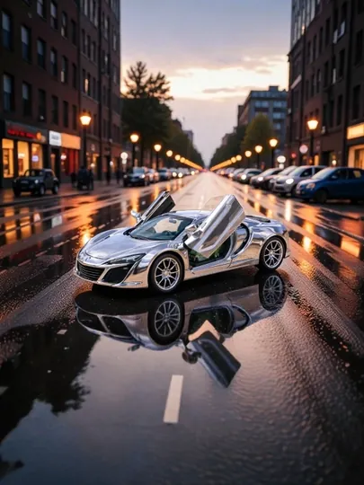BUGATTI CHIRON, коллекционный автомобиль, металлическая отделка, звук, свет,