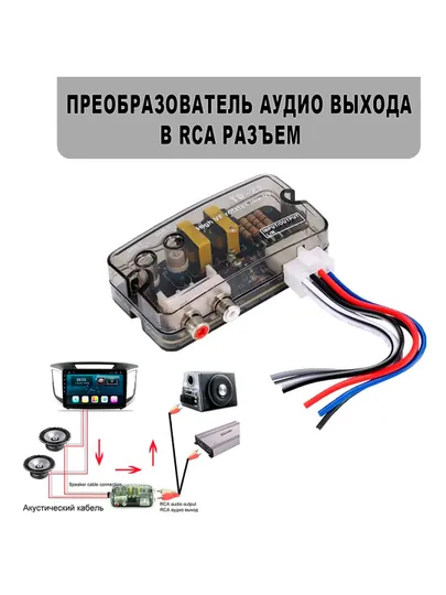 Аудиоконвертер TD-22 — 2-канальный High-Low, 12 В, RCA-выход для автомагнитол