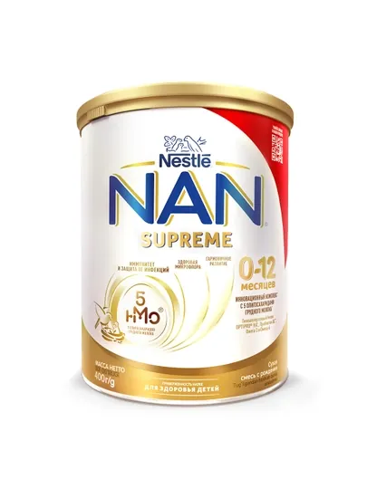 Детская сухая смесь "NAN Supreme" E107, молочная, 0-12 месяцев, 400 г