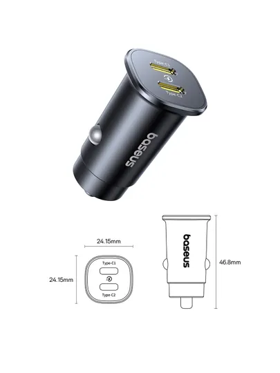 Автомобильная зарядка Baseus GoTrip Car Charger C+C 30W