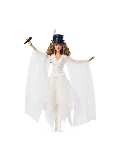 Кукла Barbie Signature Stevie Nicks Bella Donna, белое платье, микрофон, подставка