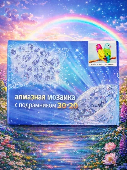 Алмазная мозаика «Попугаи на ветке» 30×20 см