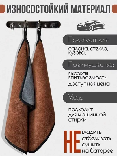 Полотенце из микрофибры, для мойки автомобиля, 40 * 30 см
