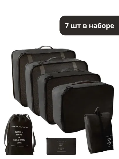 Комплект органайзеров для путешествий, хранения и сортировки в чемодан — TEZTOP1-ORGONIZER-ЧЕРН-org10