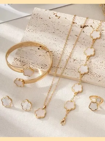 Женский комплект украшений VAN CLEEF, набор бижутерий — БРЕНД1-KOMPLEKT-БЕЛЫЙ