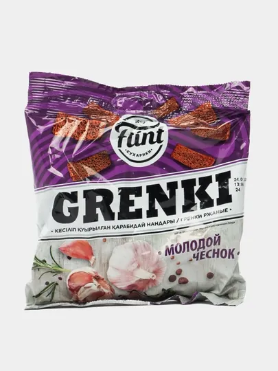 Гренки flint ржаные со вкусом молодой чеснок, 100 гр