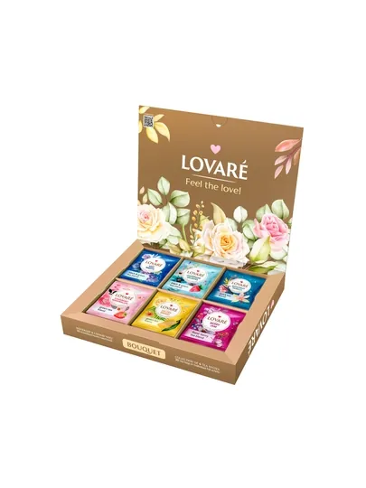 Подарочный набор чая Lovare Bouquet, 30 ароматных чайных пакетиков — LOVAREU-BOUQUET-ЗОЛОТ