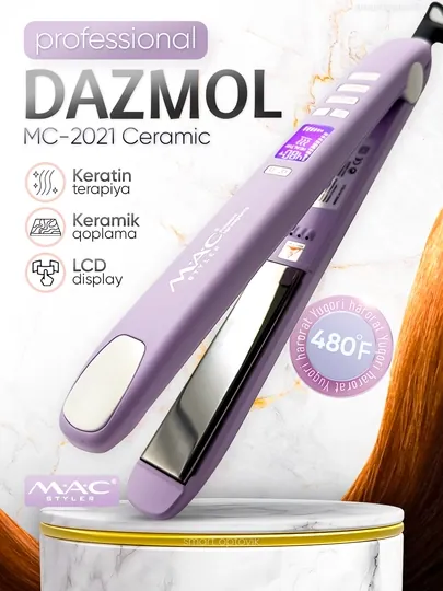 Выпрямитель для волос MAC Styler MC-2021, с керамическим покрытием, термостойкий (480°F)