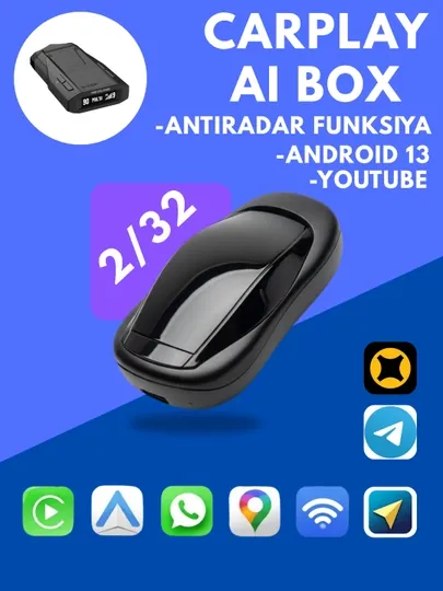 Автомагнитола 2/32 ГБ с беспроводным AppPlay Android Auto, поддержкой YouTube и навигации