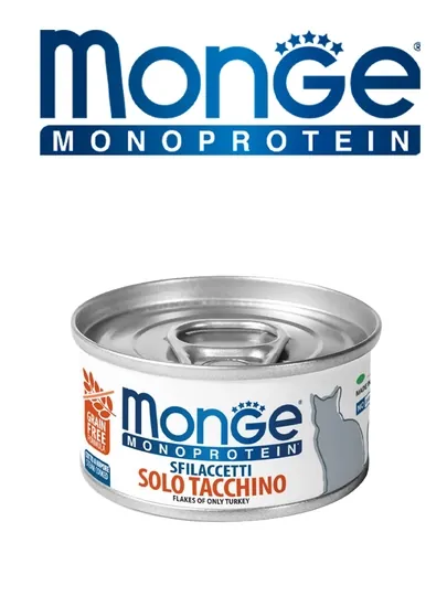 MONGE консервы для кошек, монопротеиновые, с индейкой, 85 г по 3 штуки