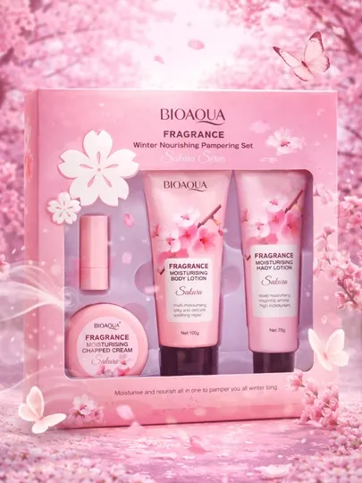 Подарочный набор для женщин: Bioaqua Sakura, лосьон, крем для рук и тела